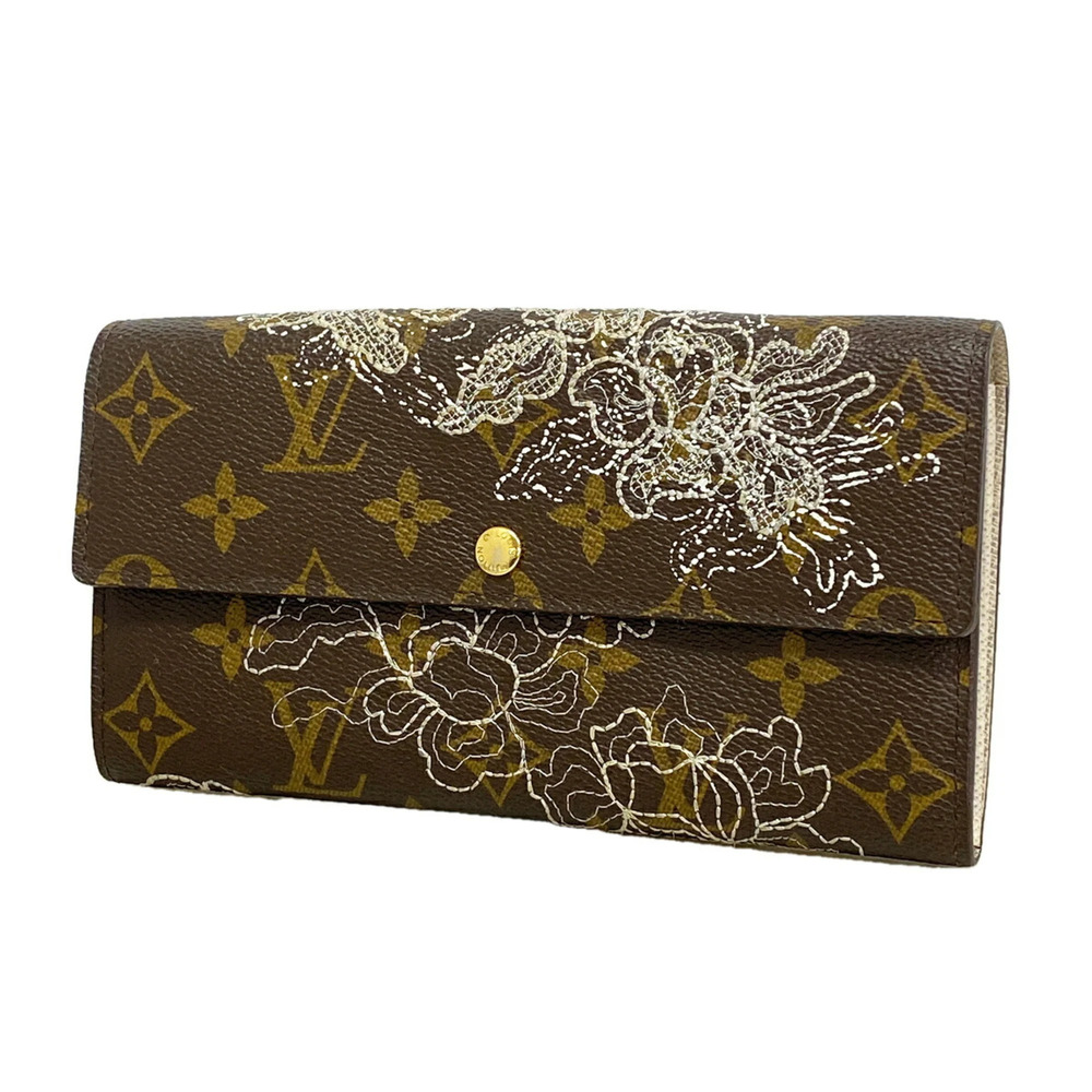 Louis Vuitton Monogram Dentelle Portefeuille Sarah Long Wallet M95390 Brown A...